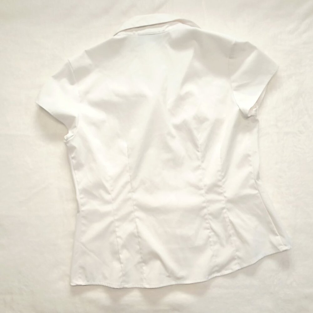 Style & Co. πWomens White Button Up Short Sleeve Business Professional Work Top - Picture 3 of 12